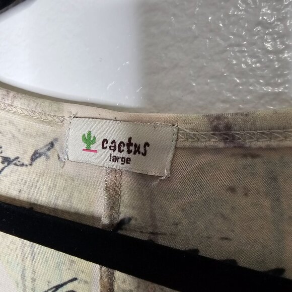 Cactus L Y2K Bling Gem Top Asymmetric Hem Boho Western Cowgirl Tunic Embellished - Picture 3 of 5